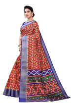 Vamika Red and Blue Linen Jari Border Saree Online At Low Price | Grab2Buy
