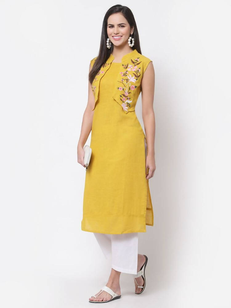 Myshka Women's Rayon Printed 3/4 Sleeve Round Neck Casual Yellow Dress | Grab2Buy