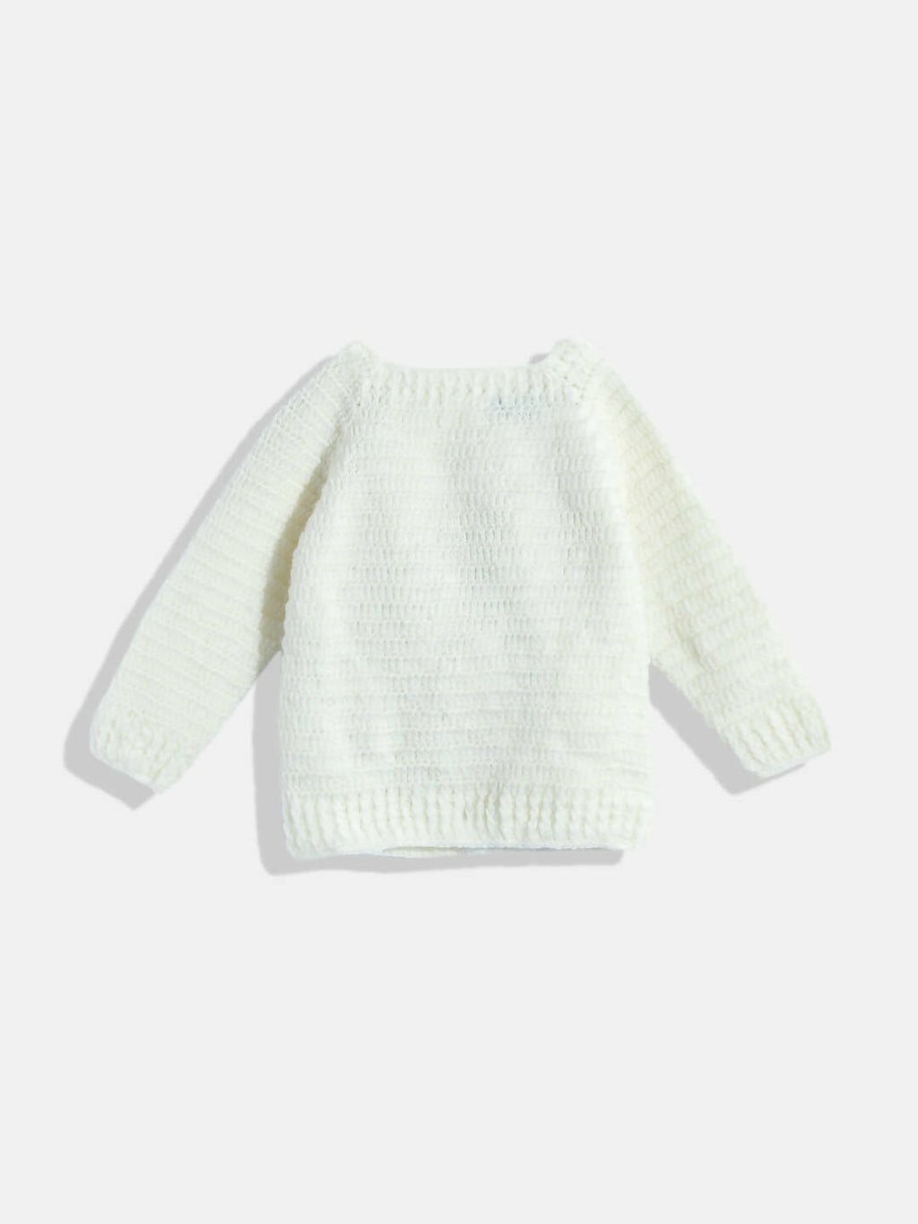 Chutput Kids Woollen Hand Knitted Full Sleeves Bunny Detail Cardigan For Baby Boys - Cream | Grab2Buy