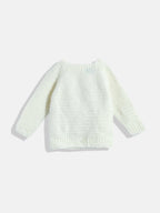 Chutput Kids Woollen Hand Knitted Full Sleeves Bunny Detail Cardigan For Baby Boys - Cream | Grab2Buy