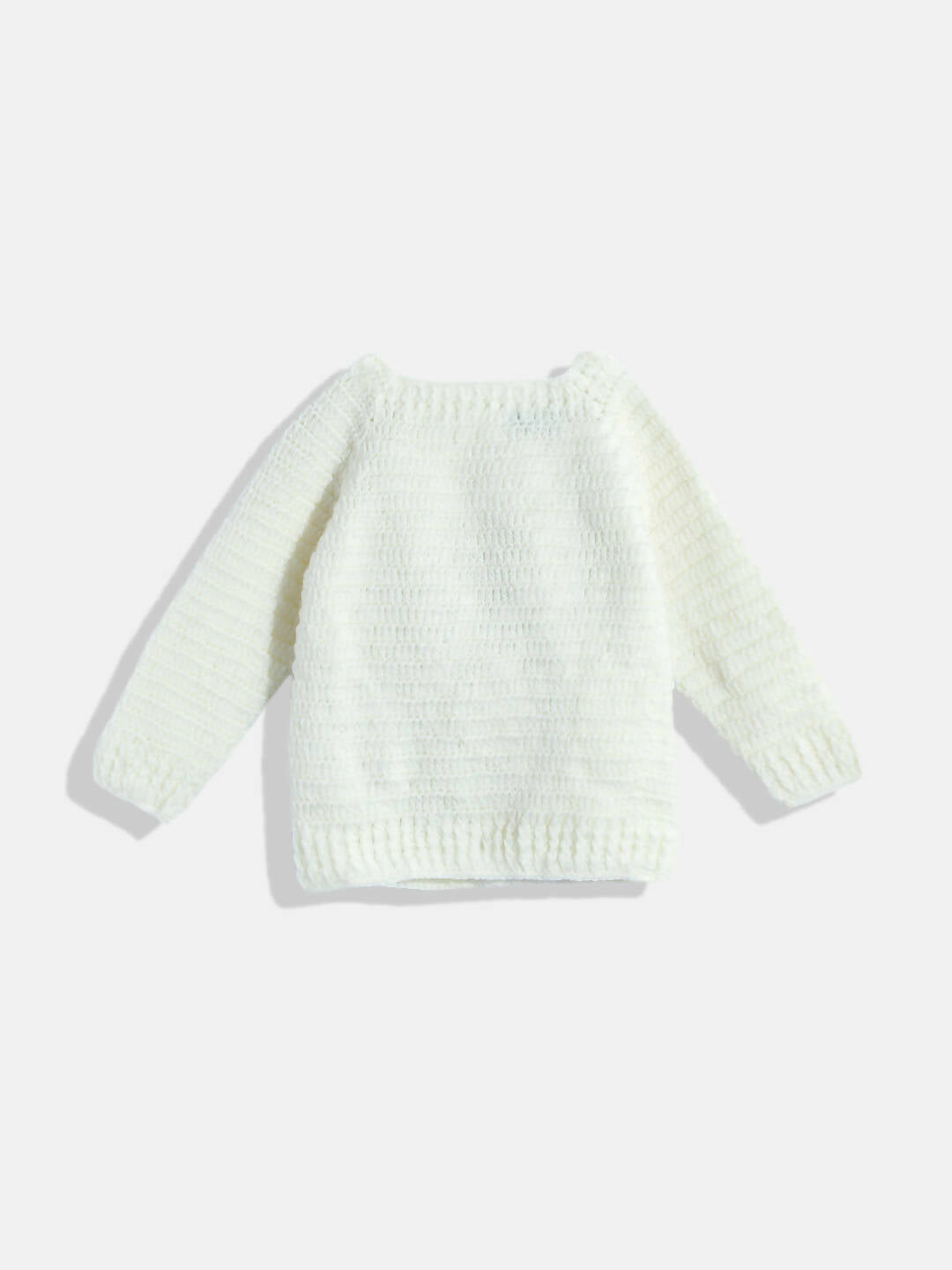Chutput Kids Woollen Hand Knitted Full Sleeves Bunny Detail Cardigan For Baby Boys - Cream | Grab2Buy