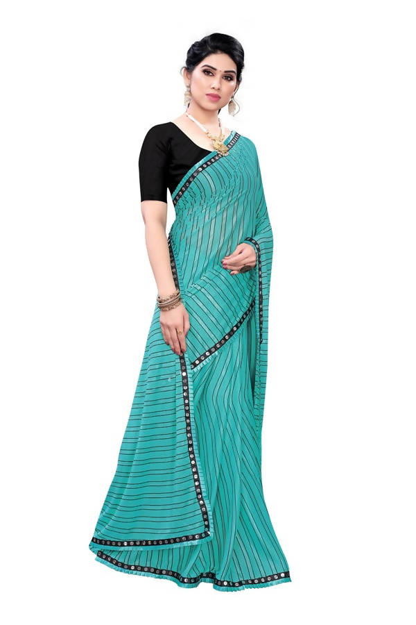 Vamika Rama Green Malai Silk Printed Saree (Zigzag Rama) | Grab2Buy