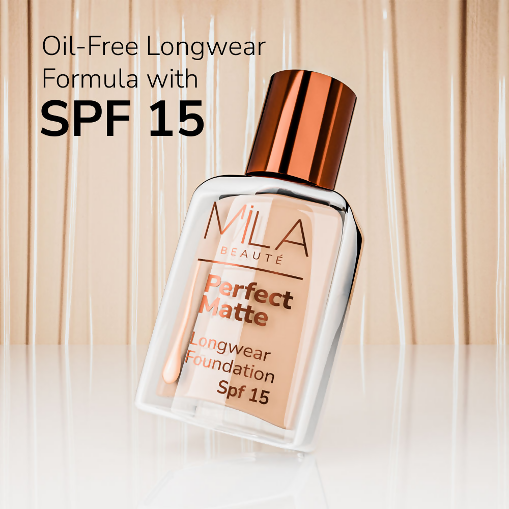 Mila Beaute Perfect Matte Longwear Foundation with SPF 15 & Oil Control Formula - Blush