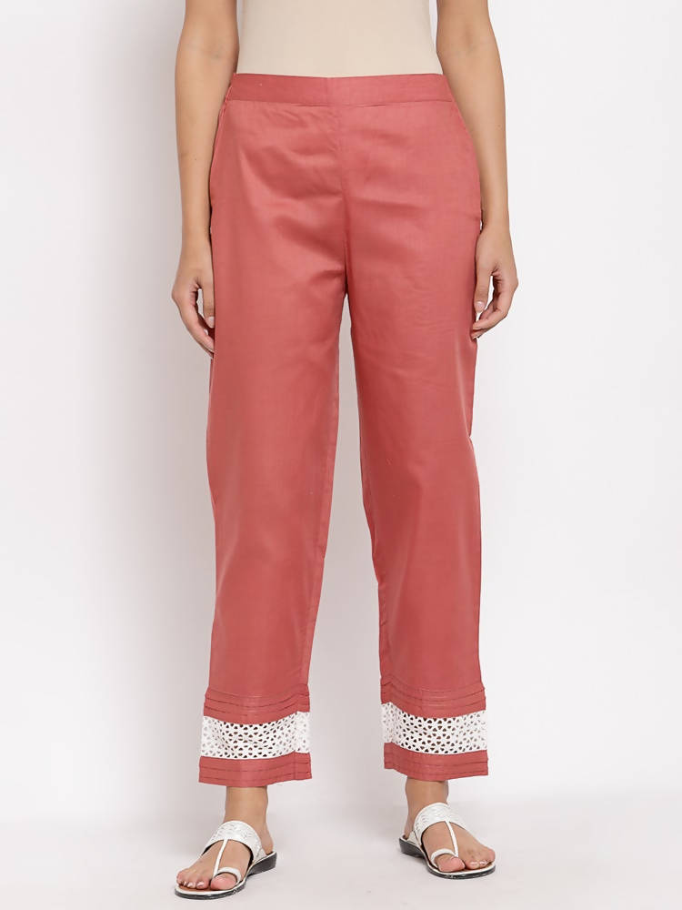 Myshka Women's Maroon Cotton Solid Casual Trouser | Grab2Buy