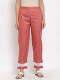 Myshka Women's Maroon Cotton Solid Casual Trouser | Grab2Buy