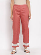 Myshka Women's Maroon Cotton Solid Casual Trouser | Grab2Buy