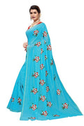 Vamika Chanderi Cotton Embroidery Sky Blue Saree (MOGRA SKYBLUE) | Grab2Buy