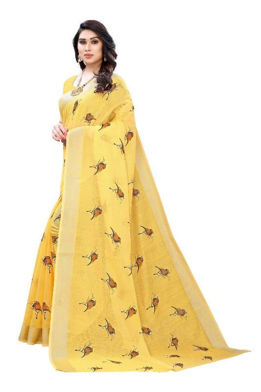 Vamika Yellow Chanderi Designer Saree (SERIN YELLOW) | Grab2Buy
