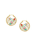 Navratan Round Earrings - Ruby Raang | Grab2Buy