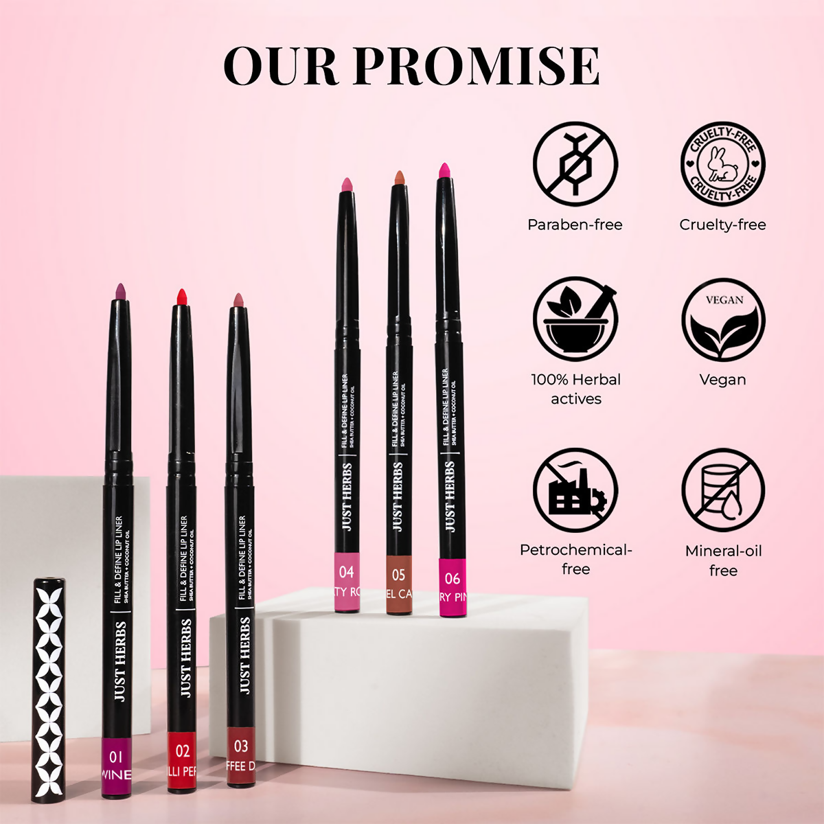 Just Herbs Fill & Define Lip Liner - Dirty Rose | Grab2Buy
