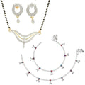 AanyaCentric Gold-Polished Mangalsutra Pendant Earring Set & Silver Plated Anklet | Grab2Buy
