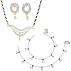 AanyaCentric Gold-Polished Mangalsutra Pendant Earring Set & Silver Plated Anklet | Grab2Buy
