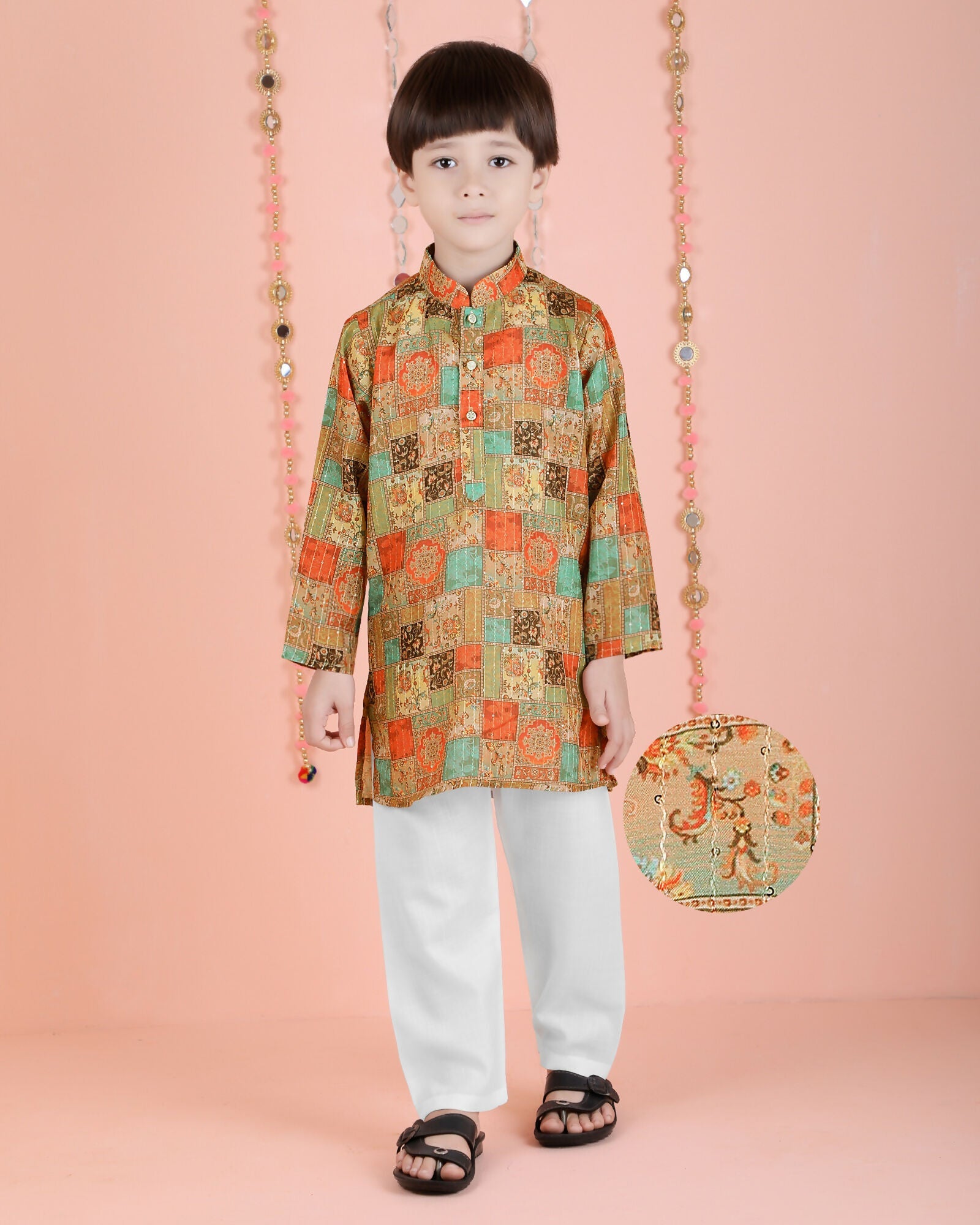 Joban Fashion Kids Island Cotton Full Sleeves Printed Kurta and Pyjama- Multi | Grab2Buy