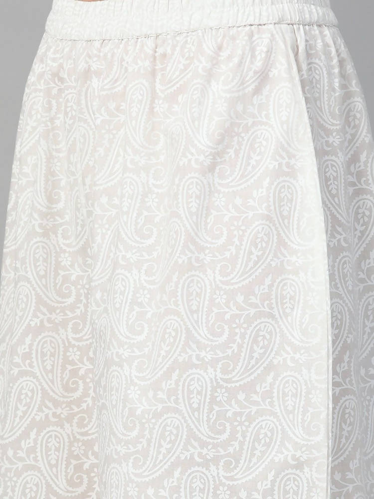 Yufta Women Beige & White Printed Kurta with Palazzo & Dupatta | Grab2Buy