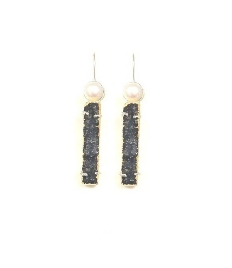 Bling Accessories Aqua Blue Natural Stone Druzy Earrings | Grab2Buy