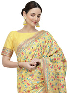 Yellow Silk Blend Woven Design Saree With Unstitched Blouse Piece - Aloki | Grab2Buy