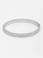 NVR Men's Silver-Plated Stainless Steel Kada Bracelet