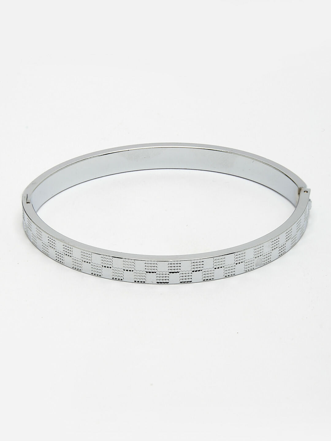 NVR Men's Silver-Plated Stainless Steel Kada Bracelet