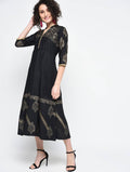 Cheera Hand Block Print Black Anarkali Party Wear Kurta | Grab2Buy