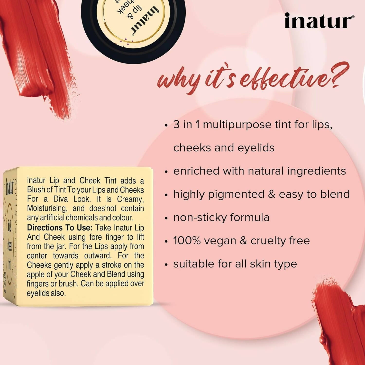 Inatur Lip and Cheek Tint Sunny Red | Grab2Buy