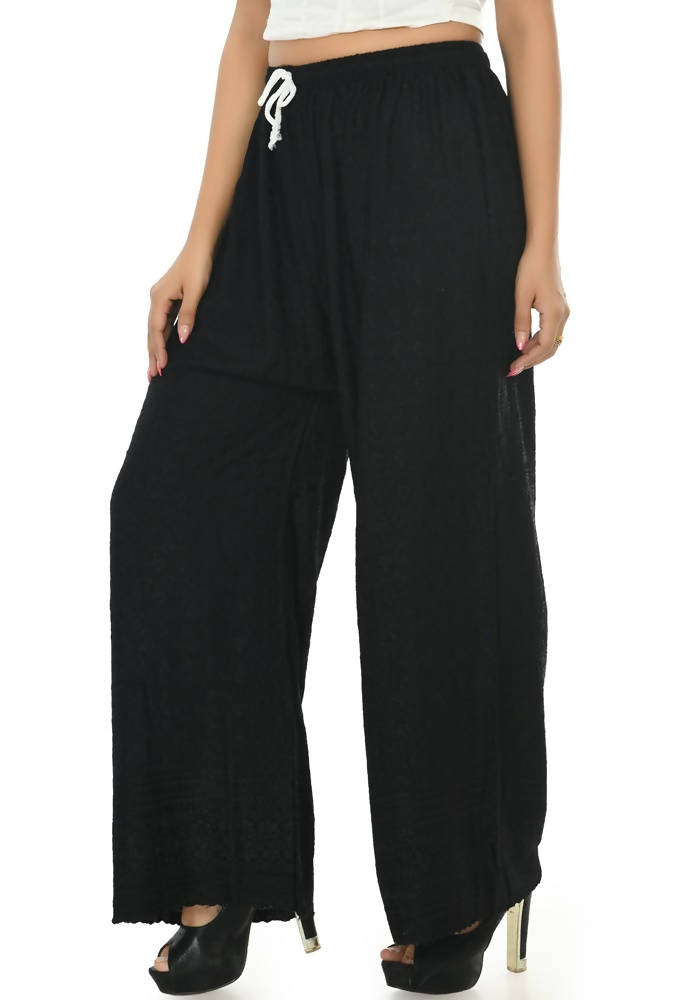 Mominos Fashion Moeza Reyon Cotton Black Chikan Work Palazzo | Grab2Buy