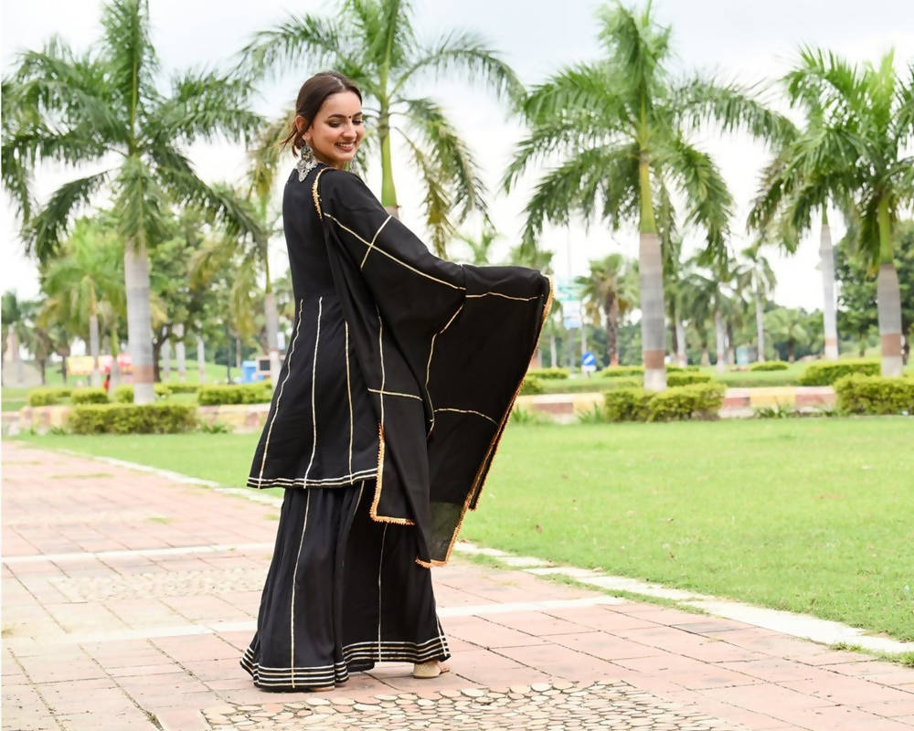 Cheera Black Sharara Kurta Dupatta set | Grab2Buy