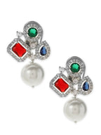 Multi Stone Earrings with Pearls- Ruby Raang | Grab2Buy