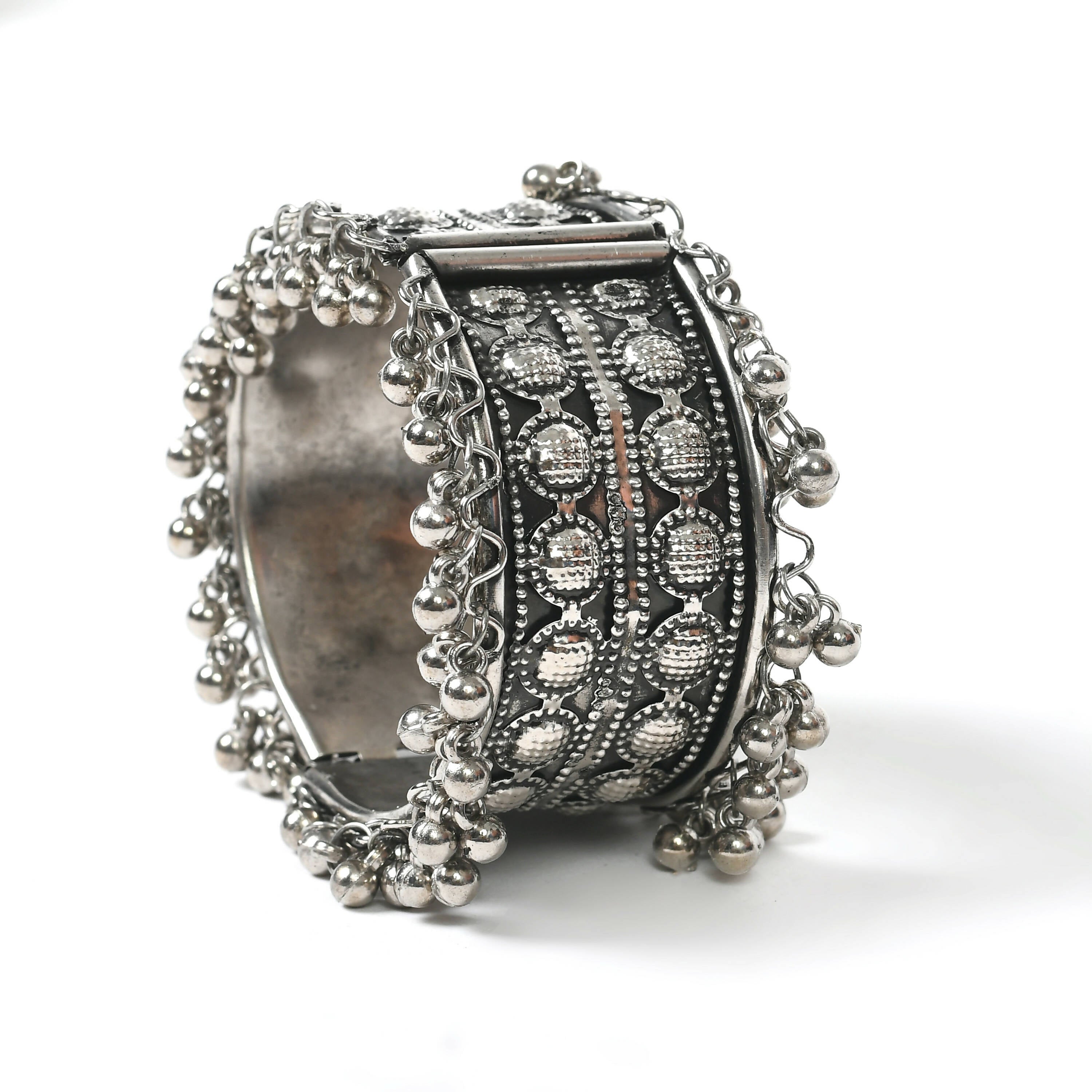 Mominos Fashion Joharkamal Oxidised Silver-Plated Ghungroo Handcraft Bracelet - Design 027 | Grab2Buy