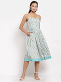 Myshka Women's Multi Crepe Printed Sleeveless Square Neck Casual Dress | Grab2Buy