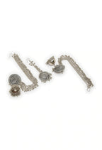 Mominos Fashion Johar Kamal Bahubali Silver Colour Earrings With Tikka | Grab2Buy