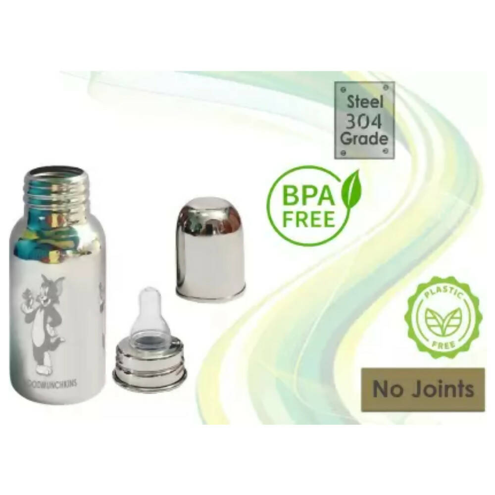 Goodmunchkins Stainless Steel Feeding Bottle 304 Grade Steel, Jointless, BPA Free, Rustfree Bottle 220 ml | Grab2Buy