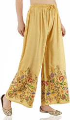 Mominos Fashion Golden Floral Design Palazzo | Grab2Buy