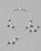VOJ Set of 2 Mutli Color Meenakari Anklet | Grab2Buy