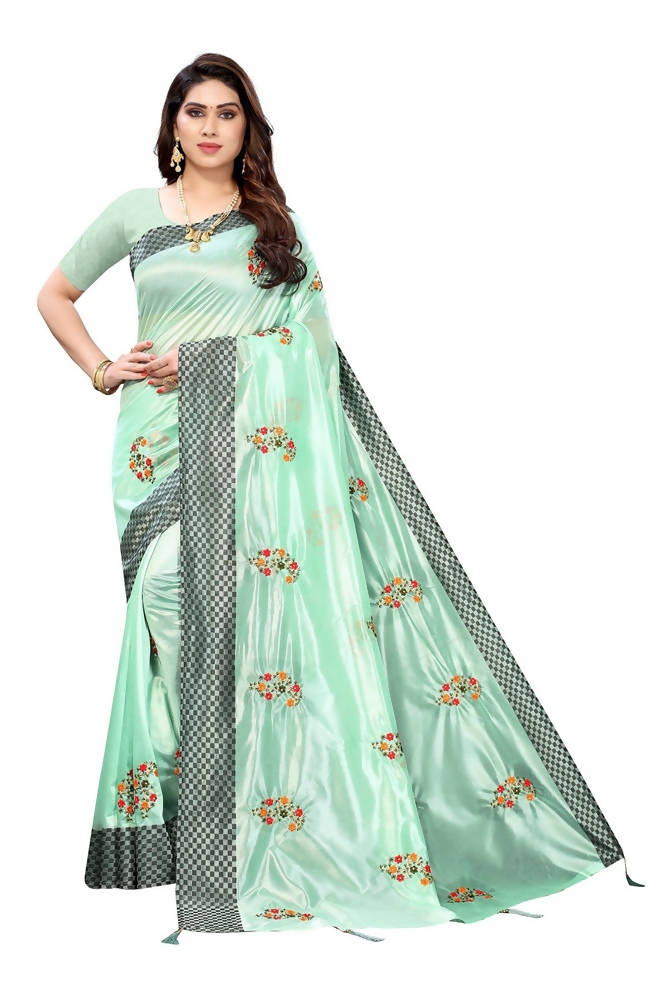 Vamika Green Crepe Embroidery Saree (Nirali Green) | Grab2Buy