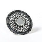 Mominos Fashion Joharkamal Oxidised Silver-Toned Adjustable Finger Ring | Grab2Buy