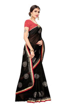Vamika Chanderi Cotton Foil Print Black Saree (GOLDEN BIRD BLACK) | Grab2Buy