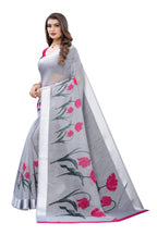 Vamika Grey Linen Satin Patta Saree (VANI GREY) | Grab2Buy