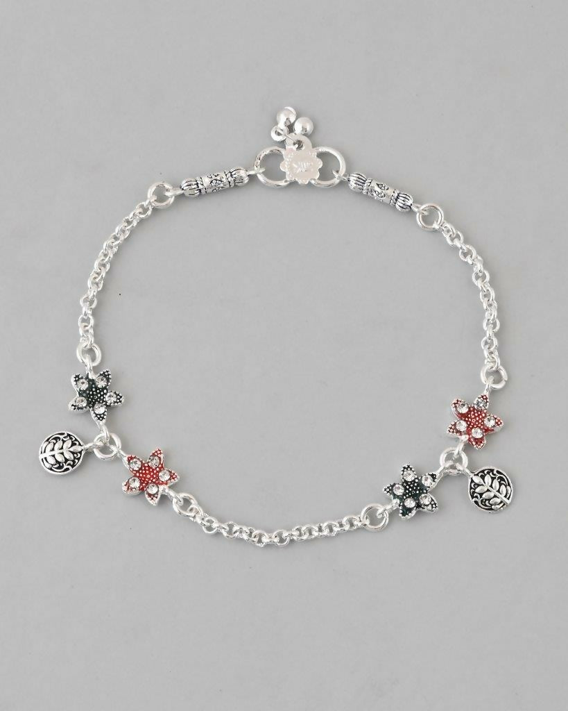 VOJ Set of 2 Traditional Flower Shaped Designer Anklet | Grab2Buy
