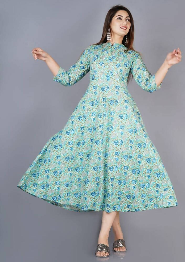 Vamika Cotton Sky Blue Party Wear Kurti | Grab2Buy