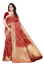 Vamika Banarasi Jacquard Weaving Red Saree (PARINITI RED) | Grab2Buy