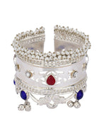 Joban Fashion Women Multicolor Stones Silver Tone Bangle