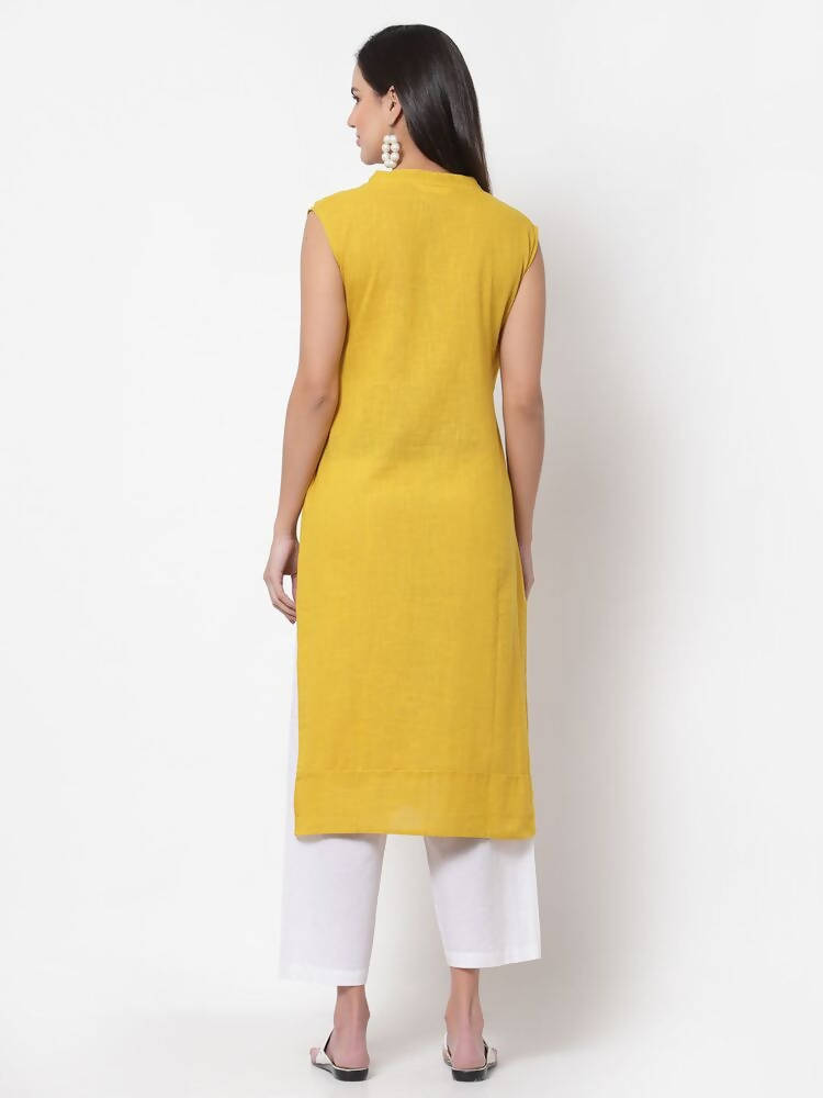 Myshka Women's Rayon Printed 3/4 Sleeve Round Neck Casual Yellow Dress | Grab2Buy