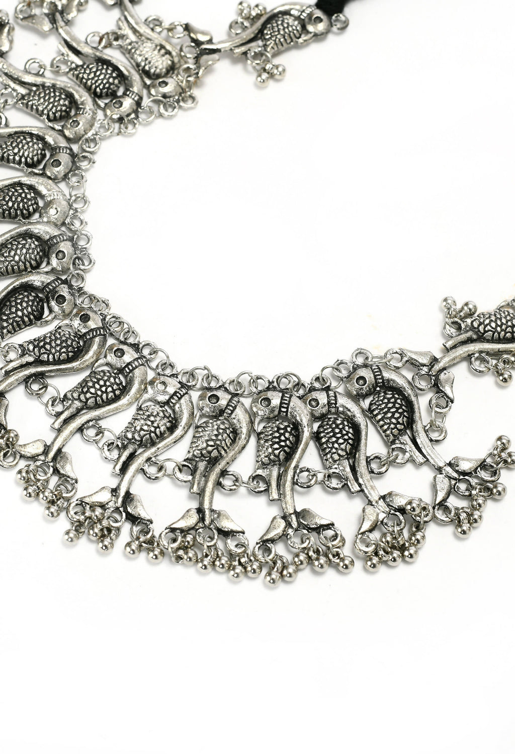 Mominos Fashion Johar Kamal Oxidised Silver-Plated Brass Finish Peacock Choker For Women (Silver) | Grab2Buy