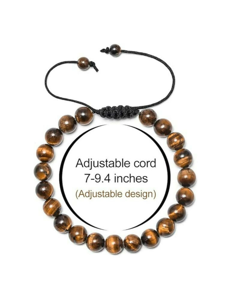 NVR Natural Tiger Eye Mens Adjustable Bracelet | Grab2Buy