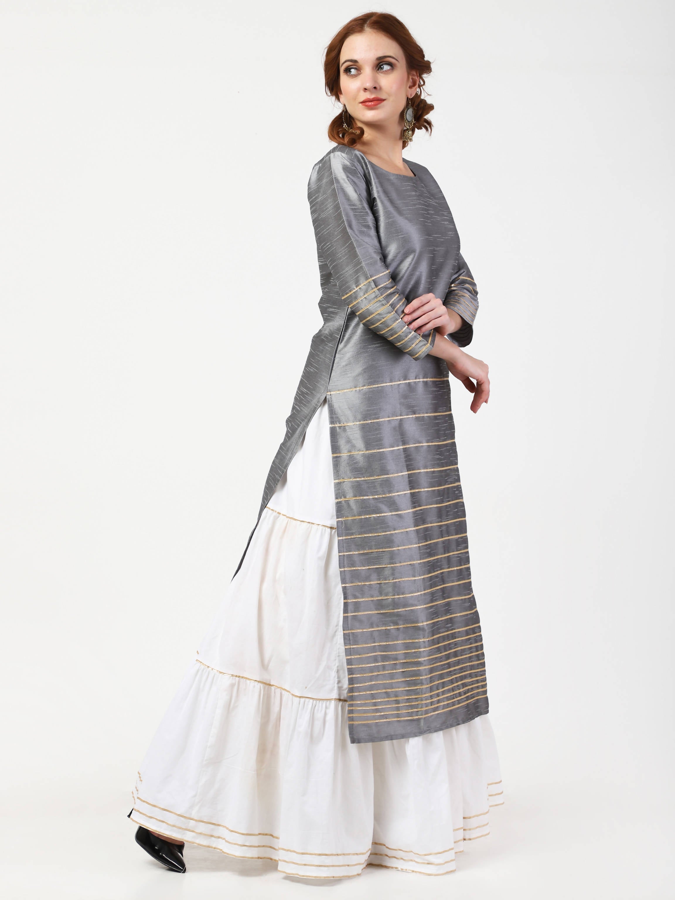 Cheera Kurta With Skirt & Embroidered Dupatta set (CH108KSD) | Grab2Buy