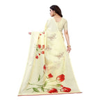 Vamika Printed Jute Silk Cream Saree (Elisa Cream) | Grab2Buy