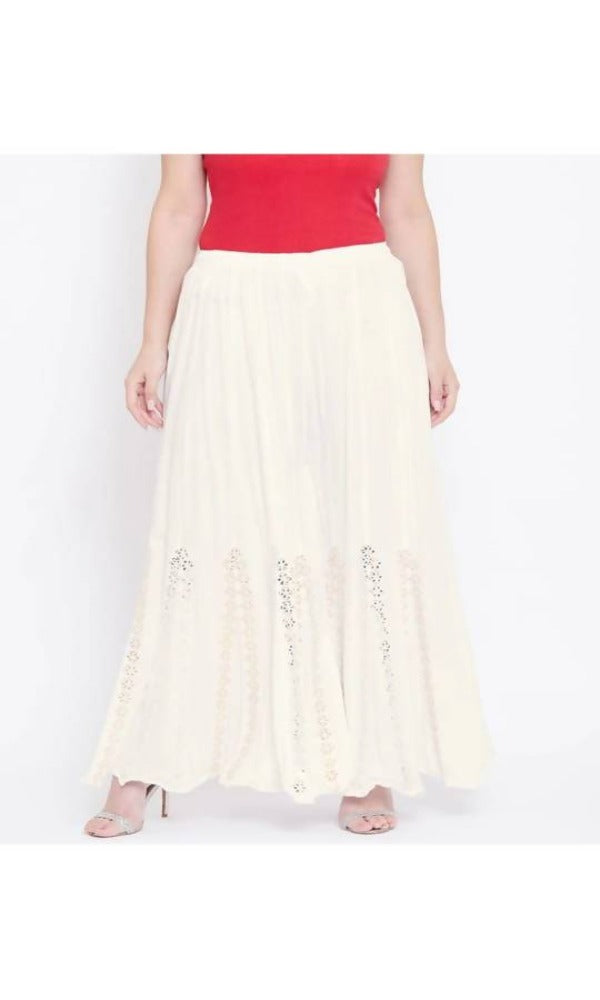 Mominos Fashion Off White Mirror Flower Work Palazzo | Grab2Buy
