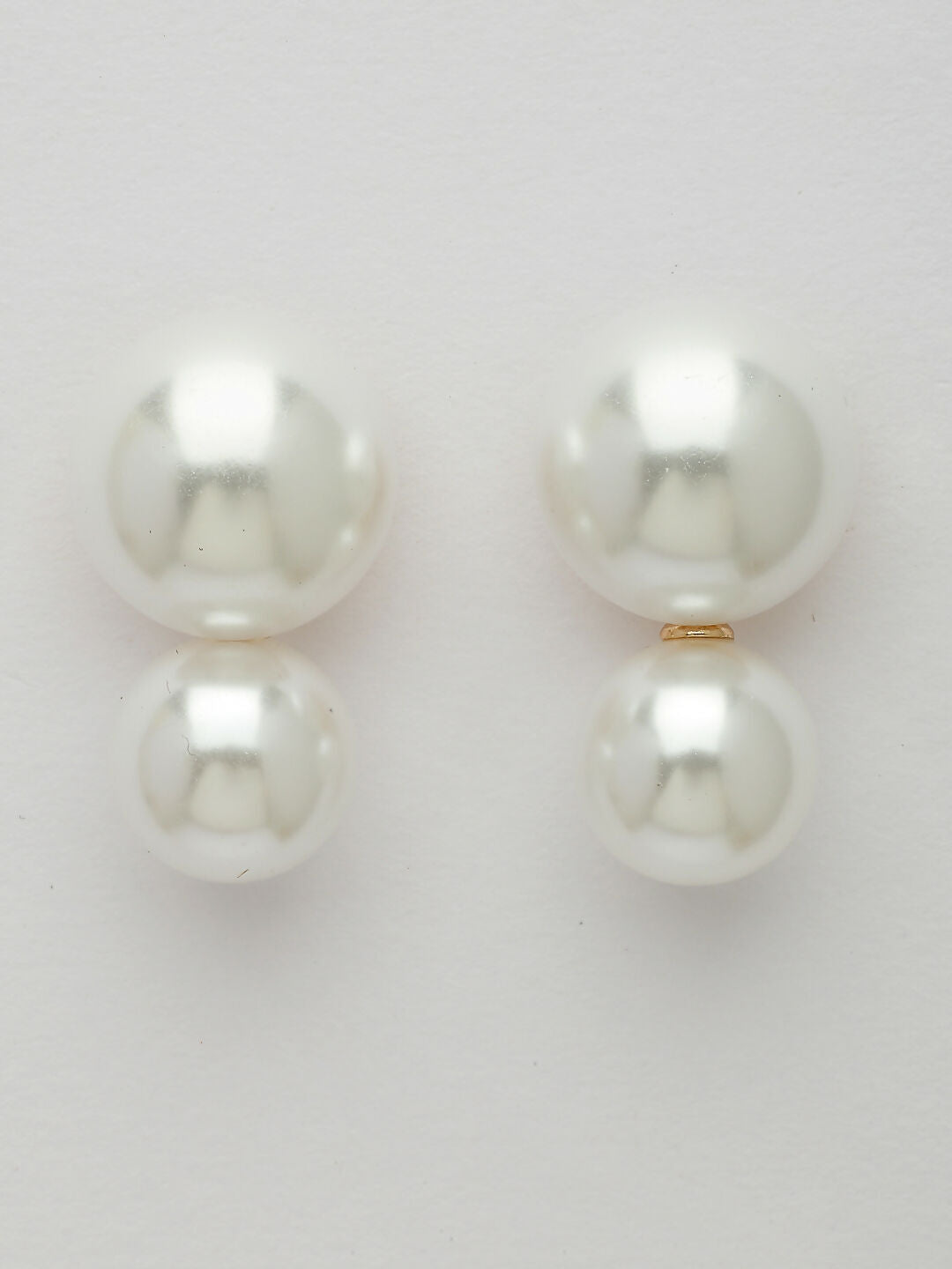 NVR Women's White Pearl Gold-Polished Circular Drop Earring | Grab2Buy