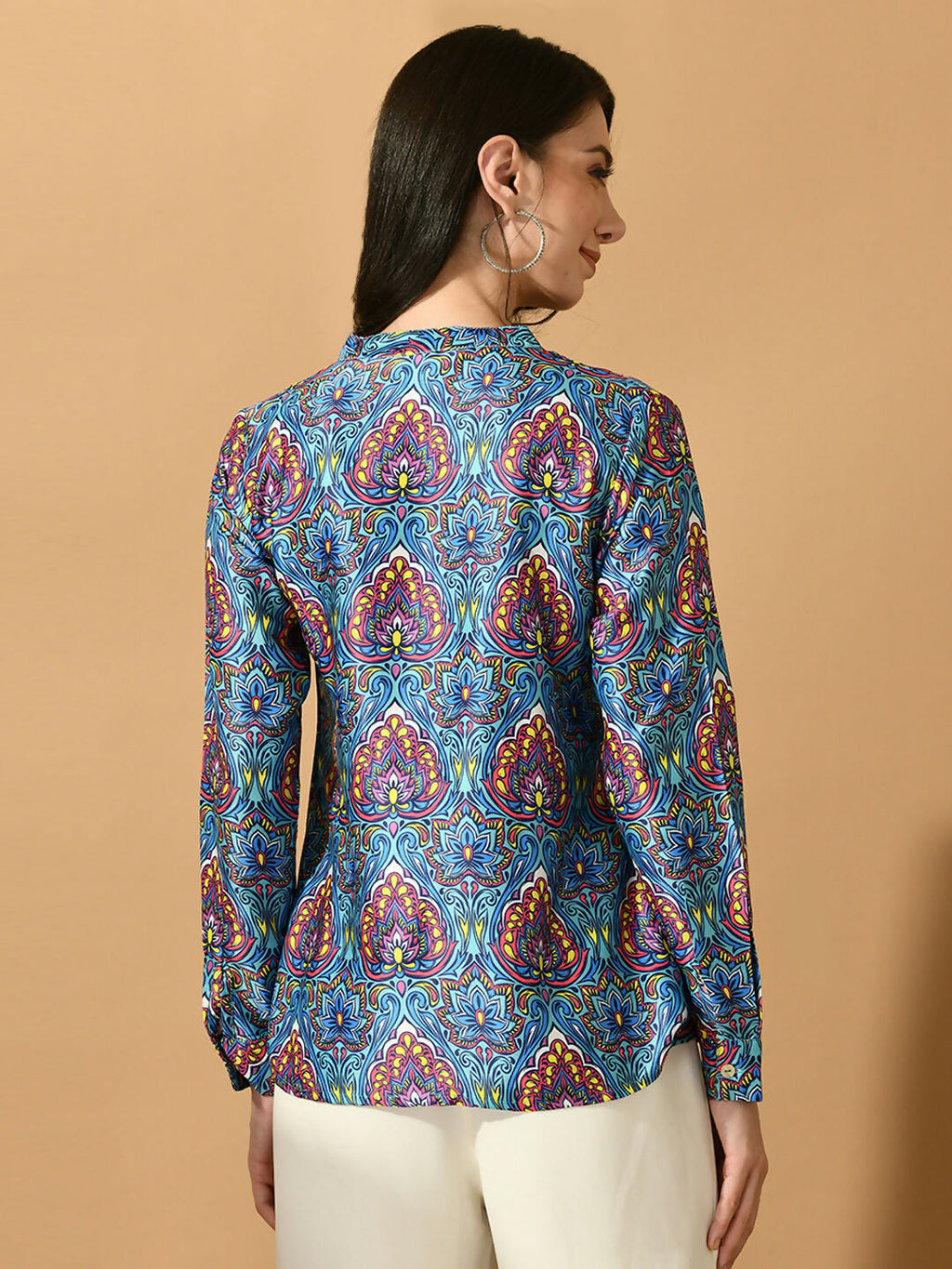 Myshka Women's Multi Satin Printed Smart Shirt | Grab2Buy