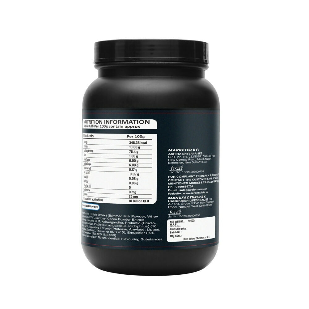 Reformulate Regain I Mass Gainer with Added Pre and Pro Biotics I 364 Energy | 1.5 Creatine - Malai Kulfi | Grab2Buy